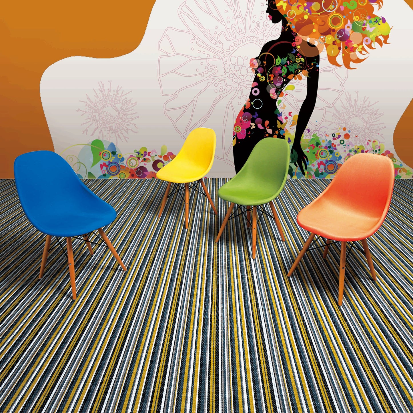 Luxury Woven Vinyl Flooring Rolls 20m Carpet Alternative Stripes