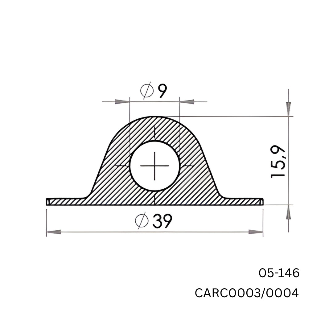 3000 x Carmo 05‑146 Weldable Plastic Attachment Point – 9/39 mm HF‑Welding Rope & Line Support (PVC) (Copy)