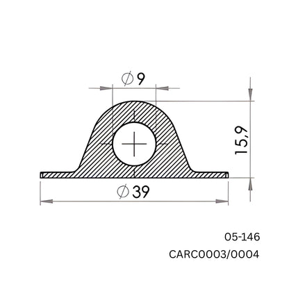 3000 x Carmo 05‑146 Weldable Plastic Attachment Point – 9/39 mm HF‑Welding Rope & Line Support (PVC) (Copy)