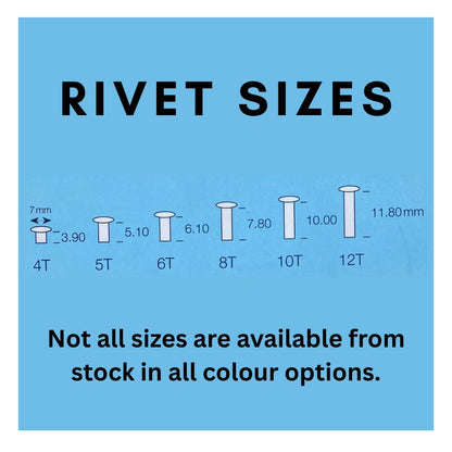 12T 12mm Under‑Head Rivets – Nickel or Black – 100 Pack
