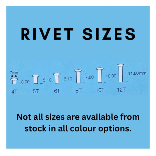 6T 6mm Long Rivets – Nickel or Coloured – 100 Pack