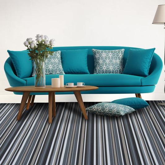 Luxury Woven Vinyl Flooring Rolls 20m Carpet Alternative Stripes